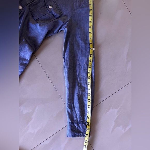 J Crew Shirt Womens Sz S Blue 100% Cotton Chambray Button Up Roll Tab Sleeve - Picture 14 of 16